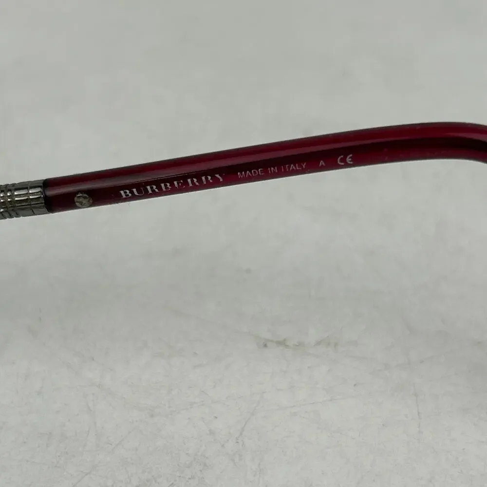 Burberry B1157 1003 Eyeglasses Frame Womens Silver Burgundy Half Rim 52-17-135mm